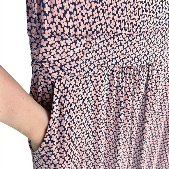BODEN Amelie Soft Stretch Jersey Dress in Navy Blue & Pink Daisy Print Size 14 - Picture 5 of 8